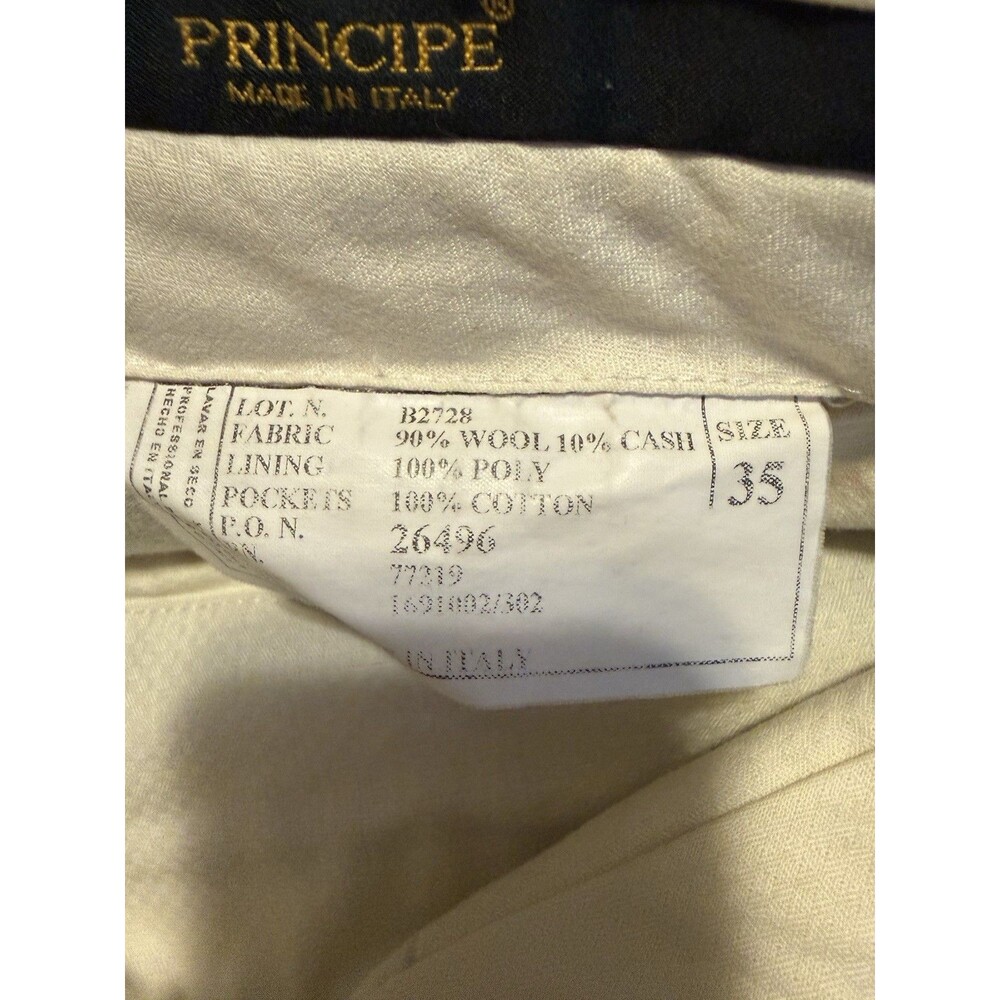 PRINCIPE Italy Wool Cashmere Dress Pants Mens 35 Brown Pleated Luxury Trousers - Picture 5 of 5